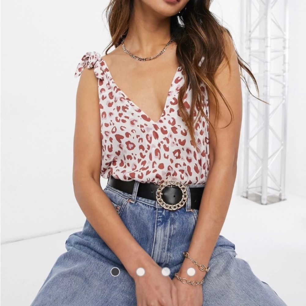 Free People Bare It All Bodysuit | Ivory Combo Leopard Print | Size L